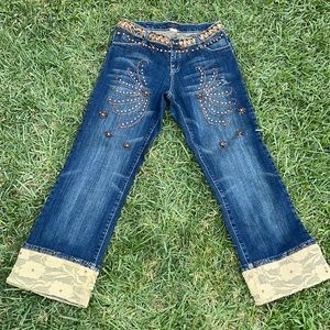 beaded embroidered jeans